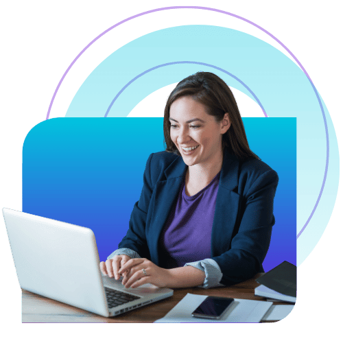 smiling woman on laptop