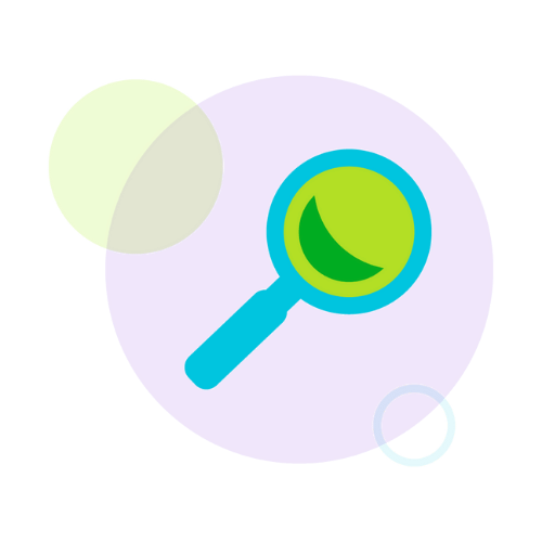 abstract collage of circles and magnifying glass