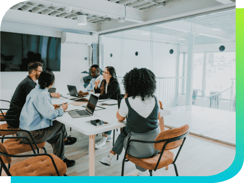 group of colleagues meeting in a modern office