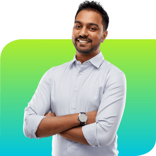 casual businessman with arms folded