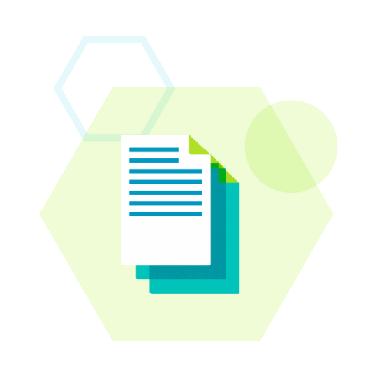 abstract graphic of reports and shapes