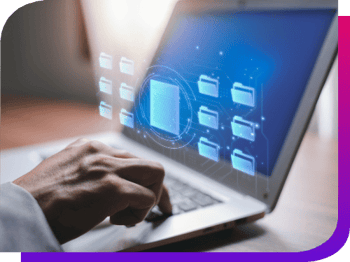 man on laptop accessing secure files