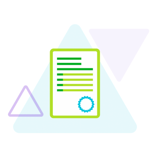 abstract graphic of a document and shapes