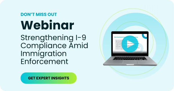 blue background webinar graphic with text left and laptop in front of a stylized layered circle
