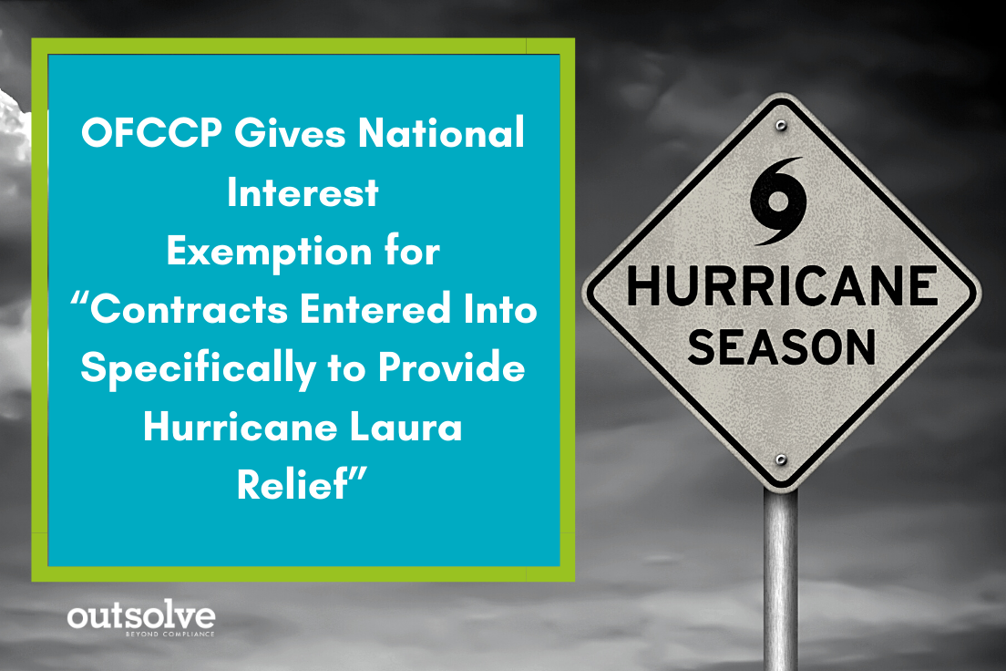 OFCCP Gives National Interest Exemption for “Contracts Entered Into Specifically to Provide Hurricane Laura Relief”